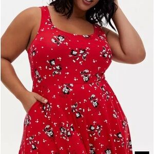 Torrid Disney Women's Red Mickey & Minnie Floral Maxi Tank Dress